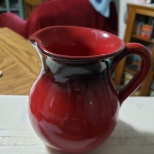 Fabulous Vintage Fabrique Red and Black Stoneware Pitcher